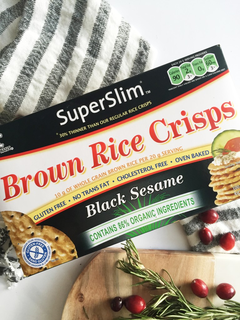Gluten-free Brown Rice Crisps to accompany a Vegan Cheeseball 